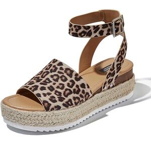 Leopard Print Espadrille Sandals size 10 NEW in BOX